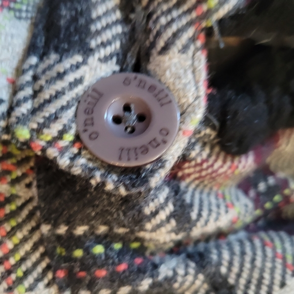 O'NEILL VTG Hoodie Grey Plaid Acrylic Wool Blend Jacket Long Sleeve Size Large - Picture 5 of 8